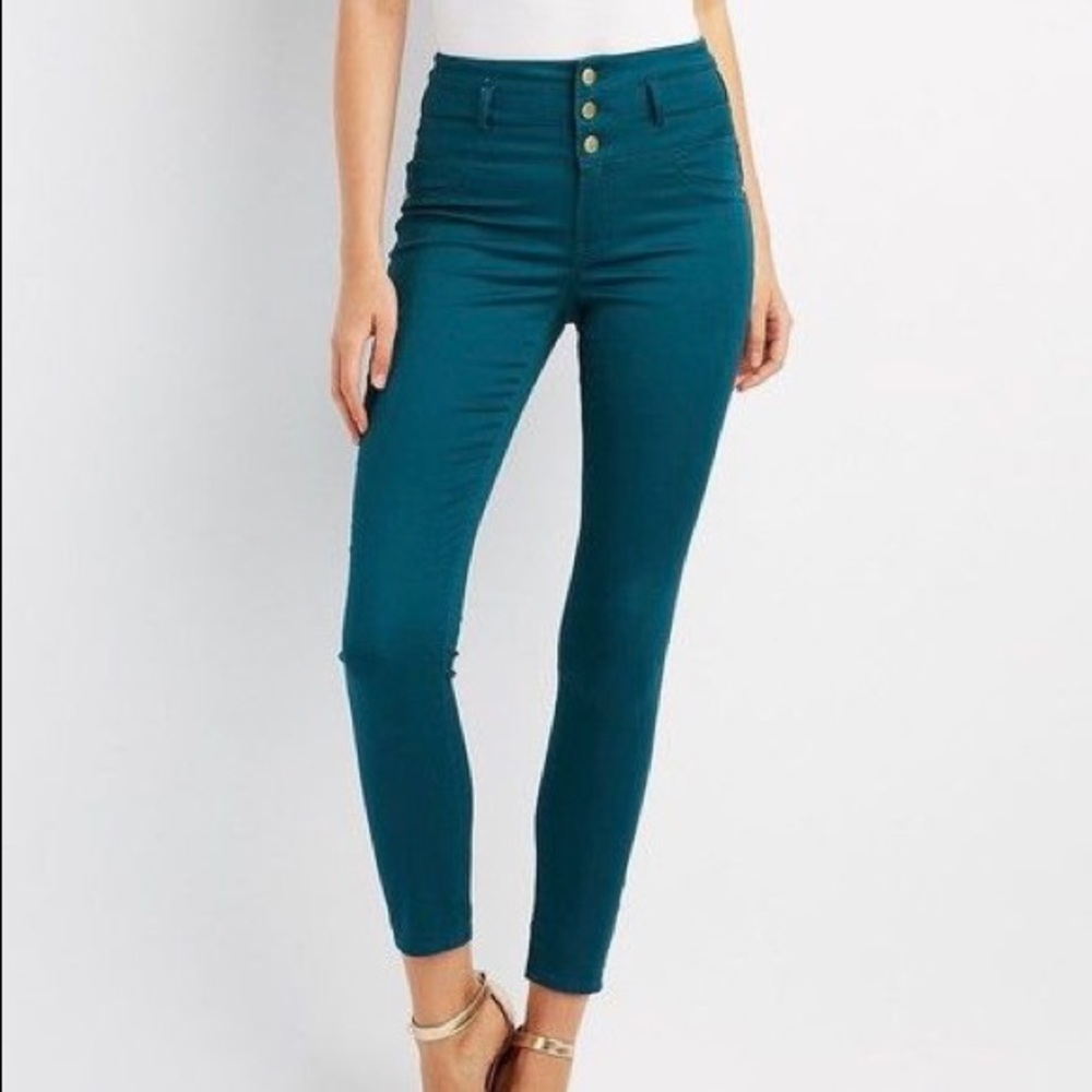 Charlotte Russe Hi-Waist Refuge Skinny Jeans